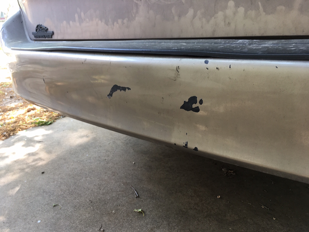 This is the bumper on my van. I just took this picture a few minutes ago. I don’t think the bumper going to get better, but I’m okay with this.